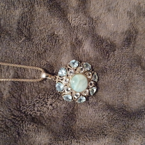 Larimar, Aquamarine & Blue Topaz necklace with 17